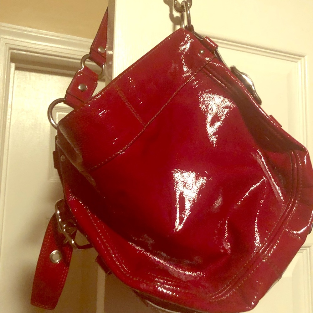 Coach Red leather patent Hobo